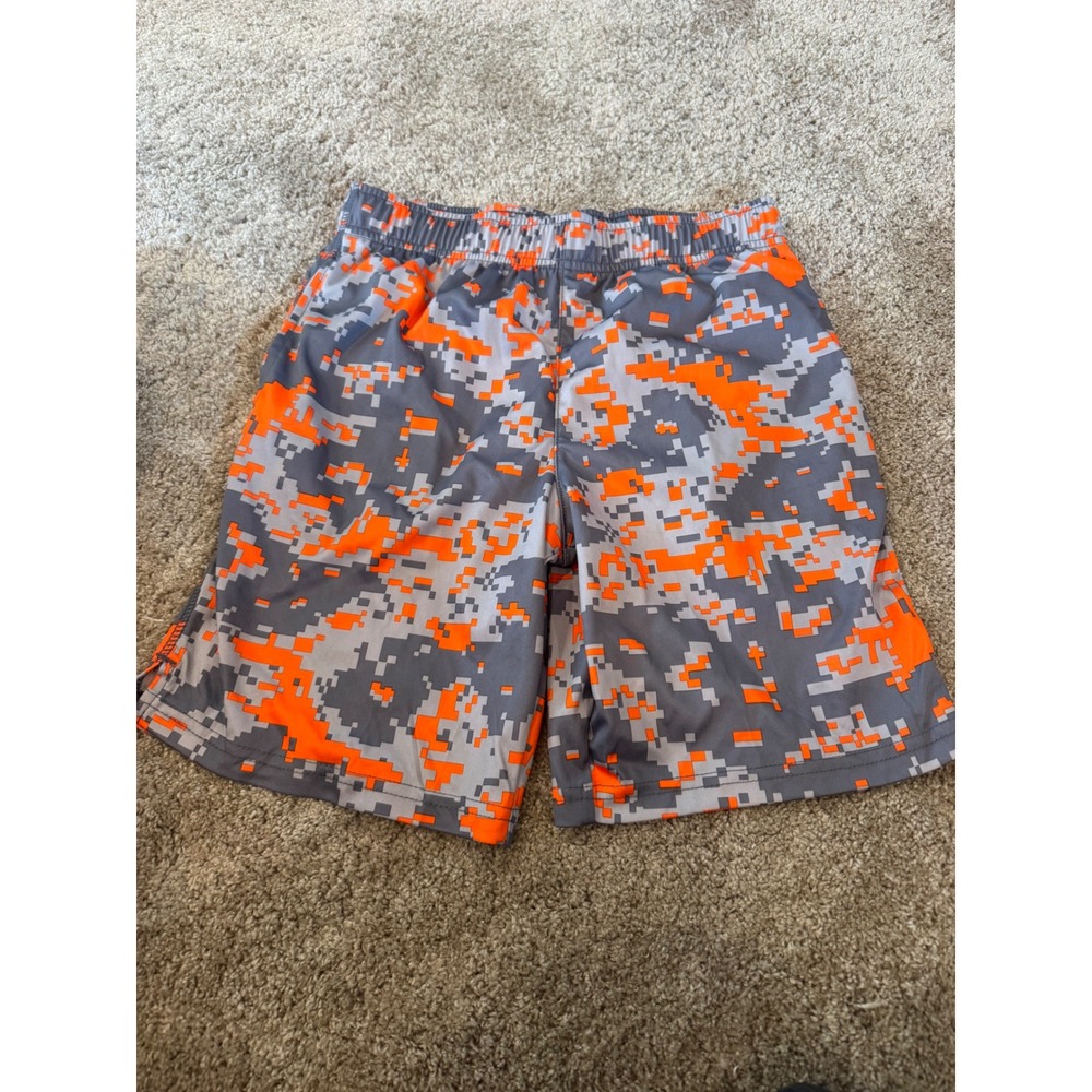 Athletic Works Boys Digital Camo Shorts Gray Orange Size L 10-12 Activewear